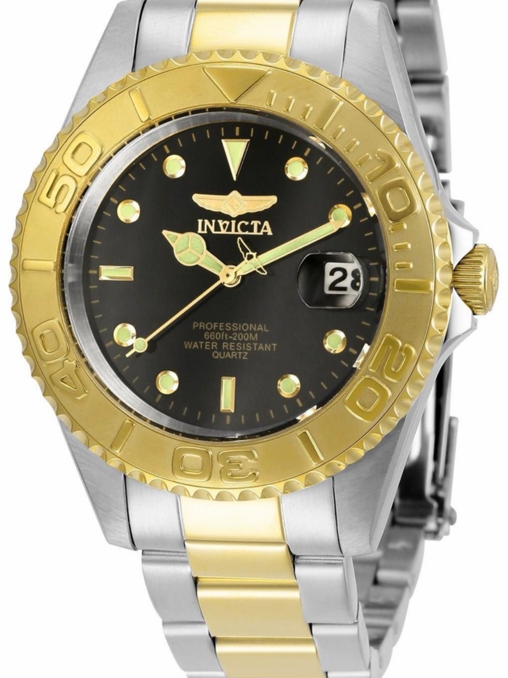 Invicta Two-Tone Gold and Silver Watch with Black Dial